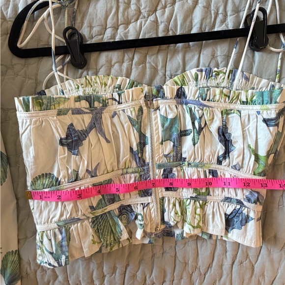 En Saison Midi Skirt & Top Ivory Blue Green (sold as set) - Picture 10 of 11